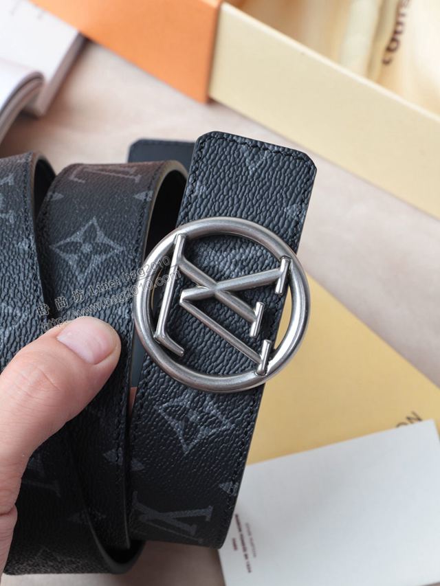 LV皮帶 經典LV腰帶系列 路易威登黑花男士腰帶  xfp2106